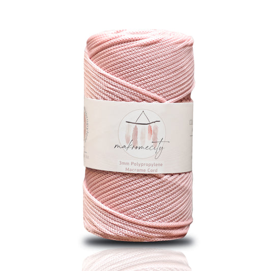 Polyester Macrame Cord 3mm x 131 Yards (394 feet) Polypropylene - Pink
