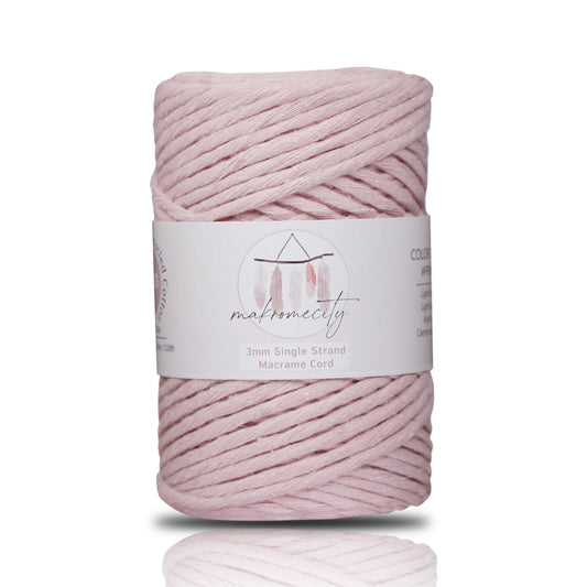 Single Strand Macrame Cord 3 mm x 109 Yards (328 feet) - Baby Pink