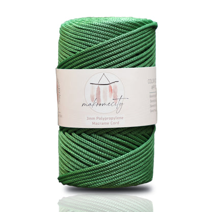 Polyester Macrame Cord 3mm x 131 Yards (394 feet) Polypropylene - Benetton Green