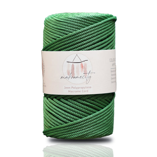 Polyester Macrame Cord 3mm x 131 Yards (394 feet) Polypropylene - Benetton Green