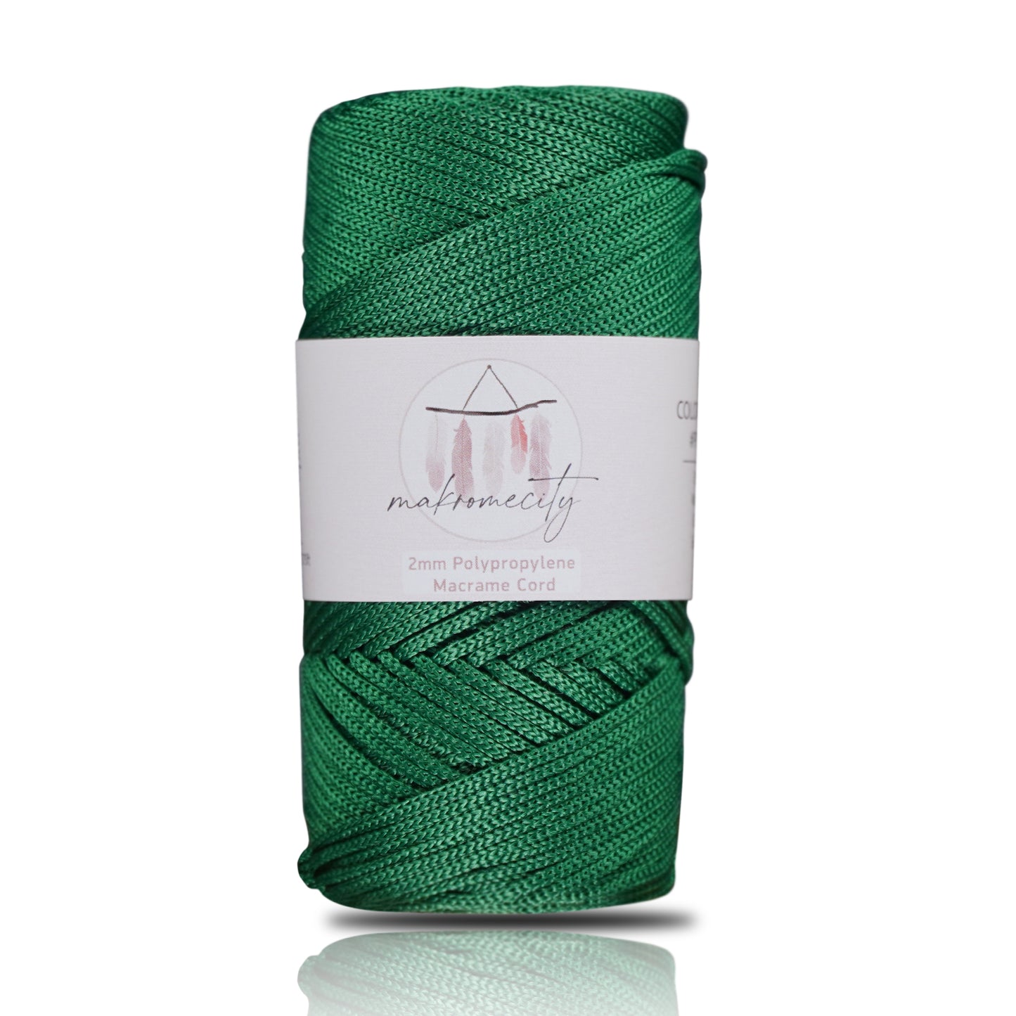 Polyester Macrame Cord 2mm x 125 Yards (375 feet) 2mm Polypropylene - Benetton Green