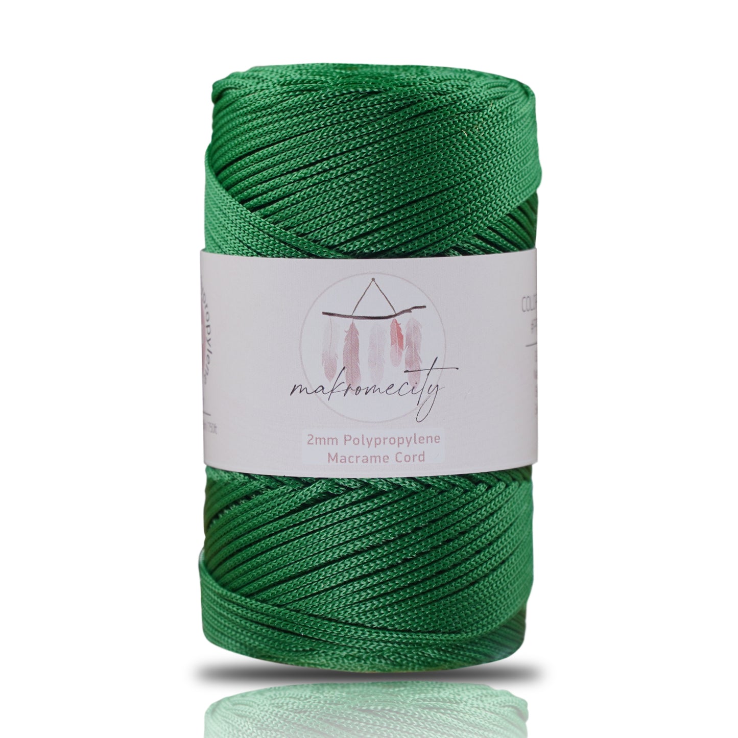 Polyester Macrame Cord 2mm x 250 yards (750 feet)  - Benetton Green