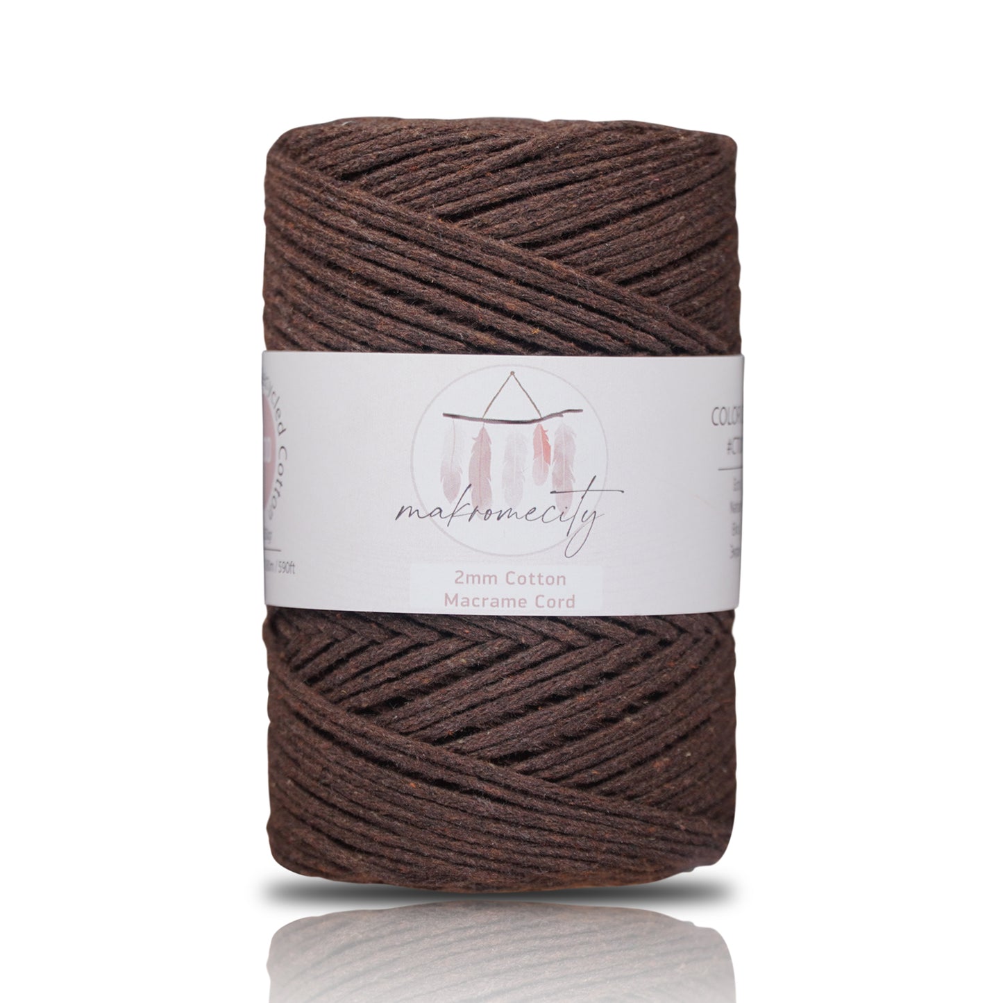 Cotton Macrame Cord 2mm x 195 Yards (590 feet) 2mm - Bitter Coffee