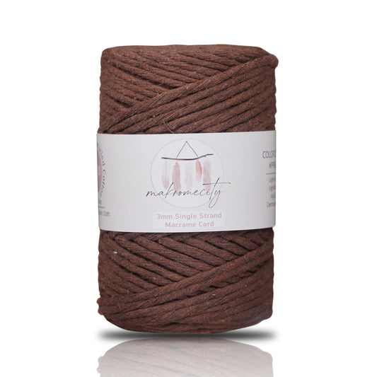 Single Strand Macrame Cord 3 mm x 109 Yards (328 feet) - Bitter Coffee