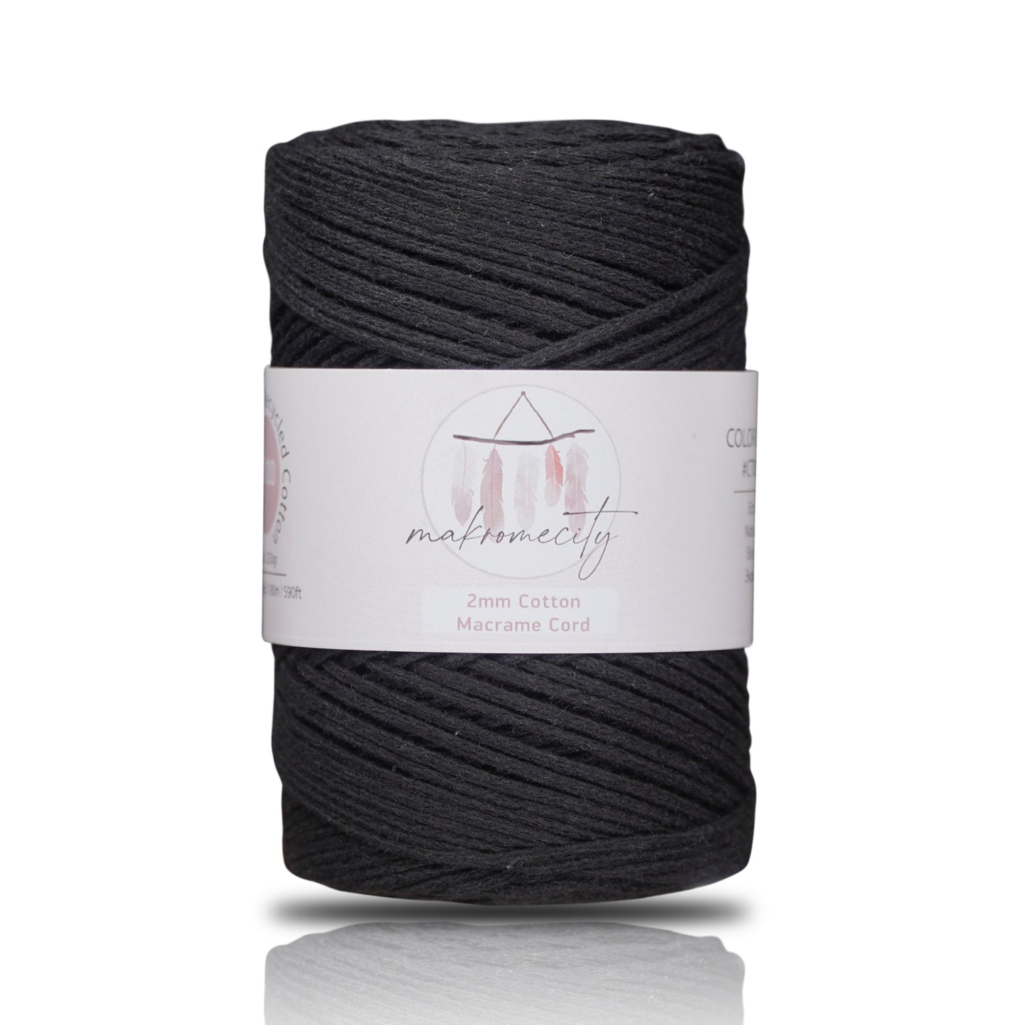 Cotton Macrame Cord 2mm x 195 Yards (590 feet) 2mm - Black