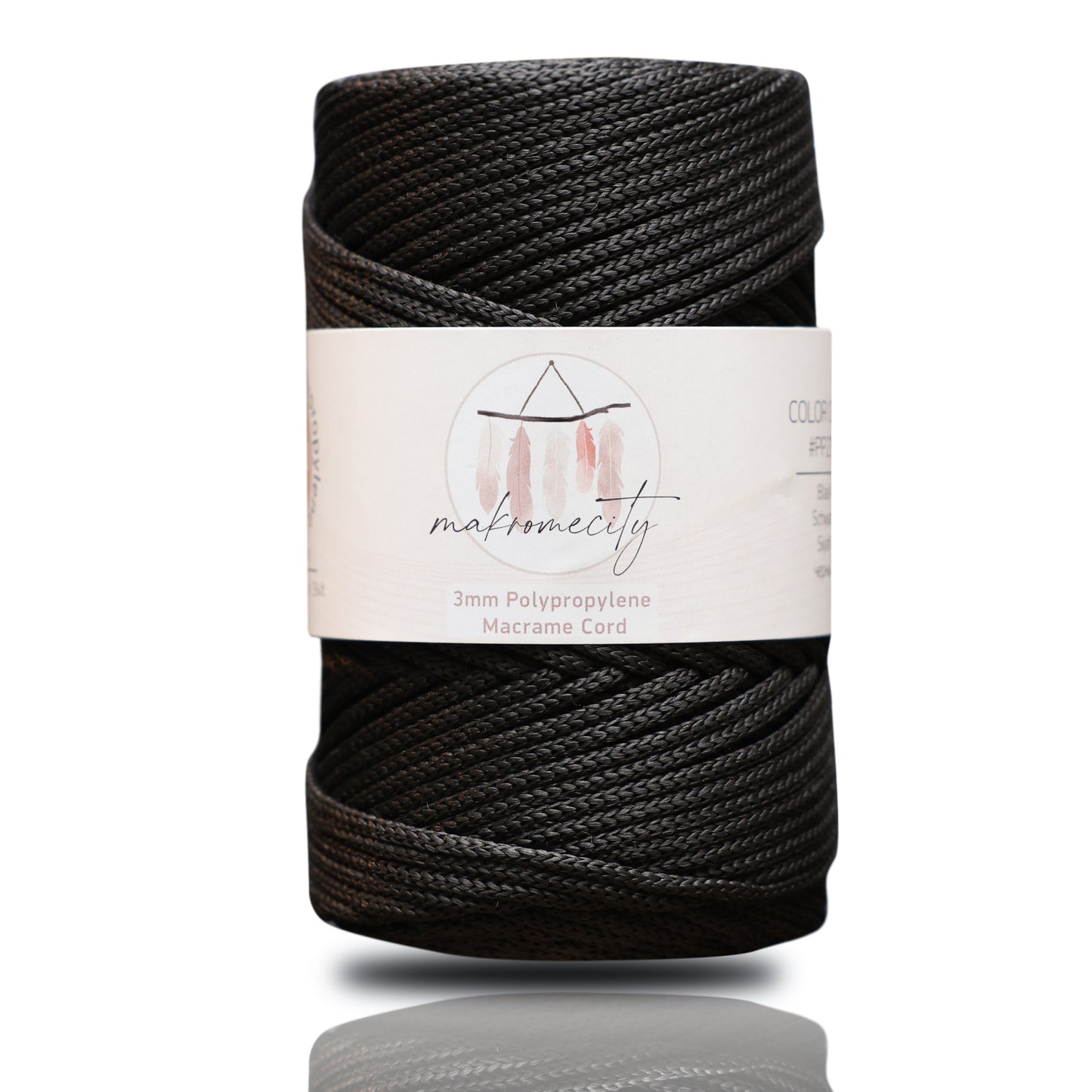 Polyester Macrame Cord 3mm x 131 Yards (394 feet) Polypropylene - Black