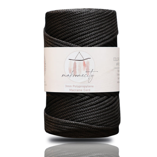 Polyester Macrame Cord 3mm x 131 Yards (394 feet) Polypropylene - Black