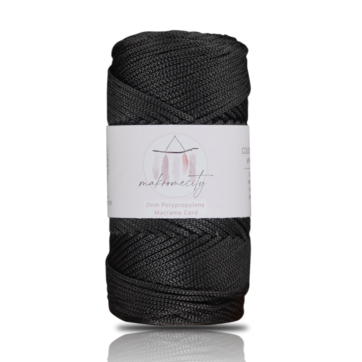 Polyester Macrame Cord 2mm x 125 Yards (375 feet) 2mm Polypropylene - Black