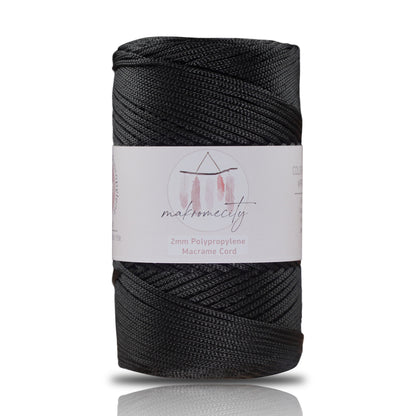 Polyester Macrame Cord 2mm x 250 yards (750 feet)  - Black