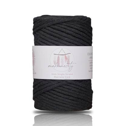 Single Strand Macrame Cord 3 mm x 109 Yards (328 feet) - Black