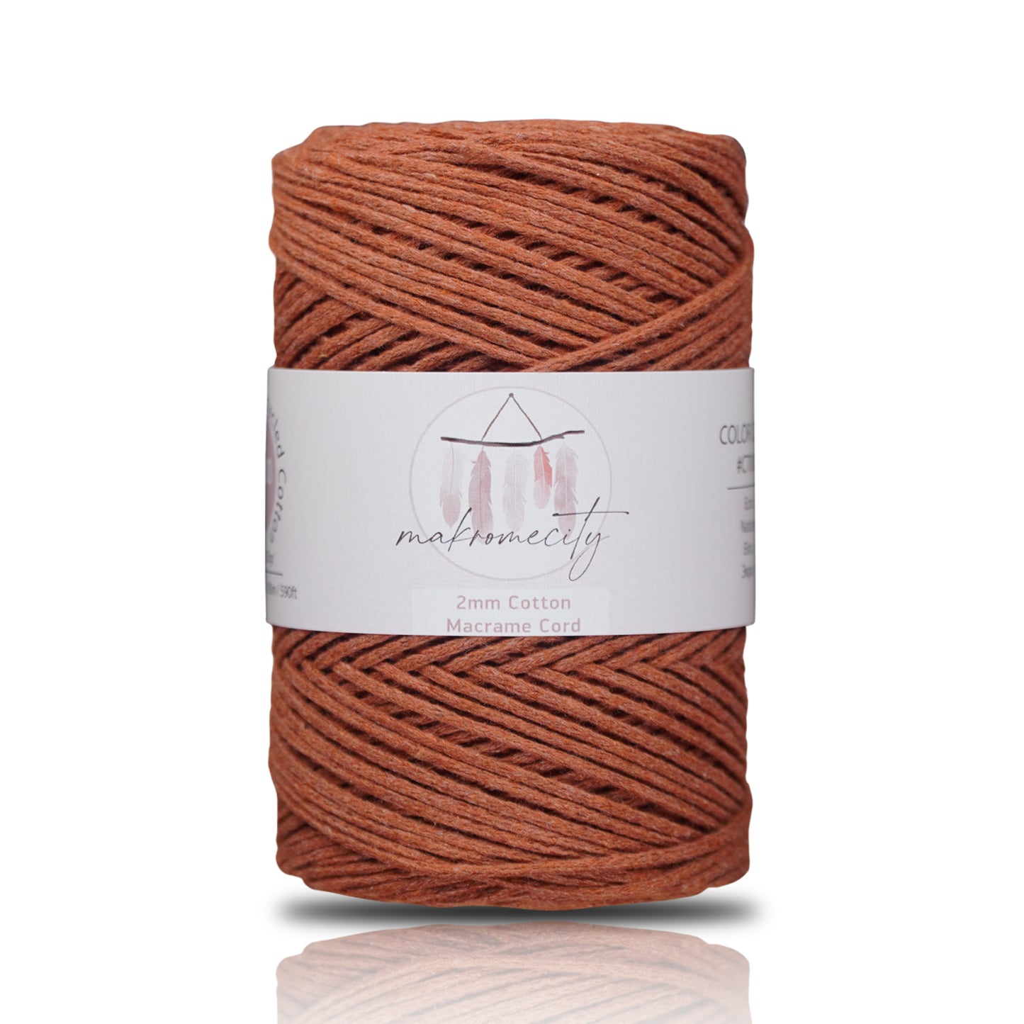 Cotton Macrame Cord 2mm x 195 Yards (590 feet) 2mm - Brick