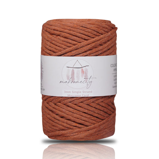 Single Strand Macrame Cord 3 mm x 109 Yards (328 feet) - Brick