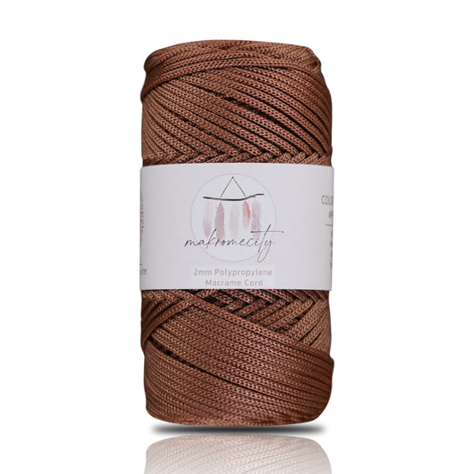 Polyester Macrame Cord 2mm x 125 Yards (375 feet) 2mm Polypropylene - Copper