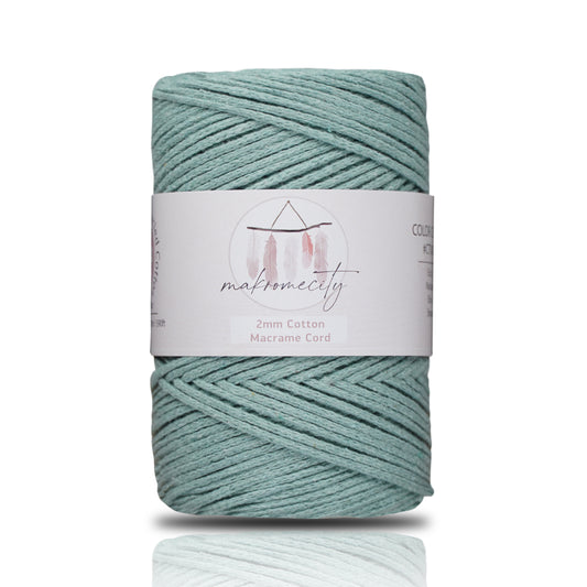 Cotton Macrame Cord 2mm x 195 Yards (590 feet) 2mm - Crepe Green