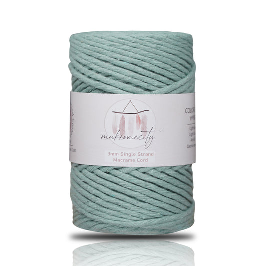 Single Strand Macrame Cord 3 mm x 109 Yards (328 feet) - Crepe Green