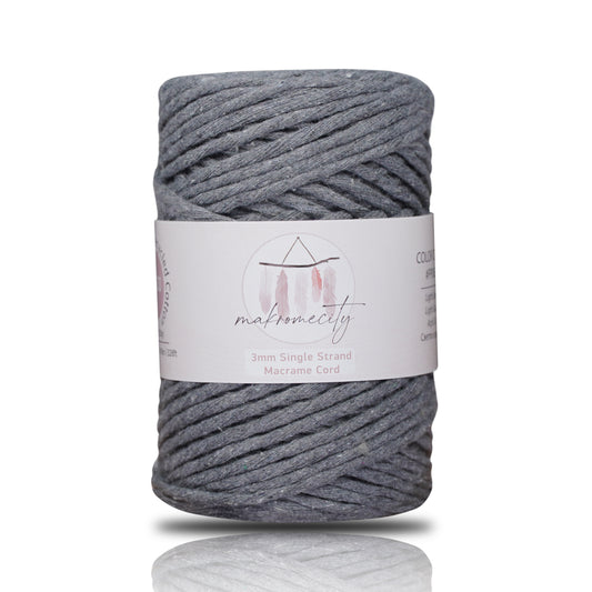 Single Strand Macrame Cord 3 mm x 109 Yards (328 feet) - Dark Grey