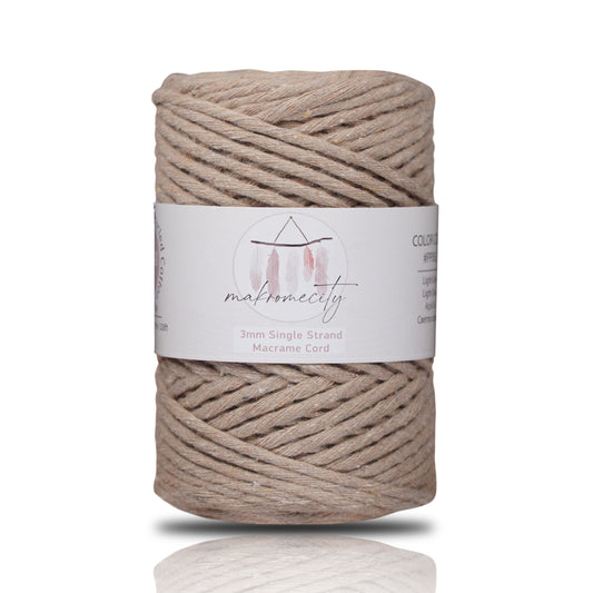 Single Strand Macrame Cord 3 mm x 109 Yards (328 feet) - Dark Latte
