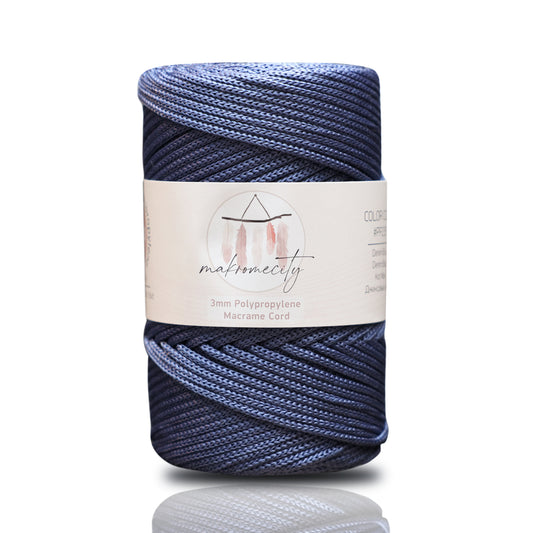 Polyester Macrame Cord 3mm x 131 Yards (394 feet) Polypropylene - Denim Blue