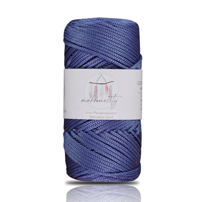 Polyester Macrame Cord 2mm x 125 Yards (375 feet) 2mm Polypropylene - Denim Blue