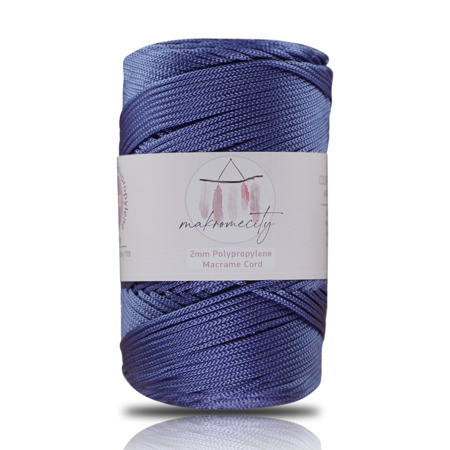 Polyester Macrame Cord 2mm x 250 yards (750 feet)  - Denim Blue