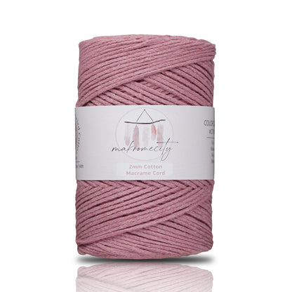 Cotton Macrame Cord 2mm x 195 Yards (590 feet) 2mm - Dusty Rose