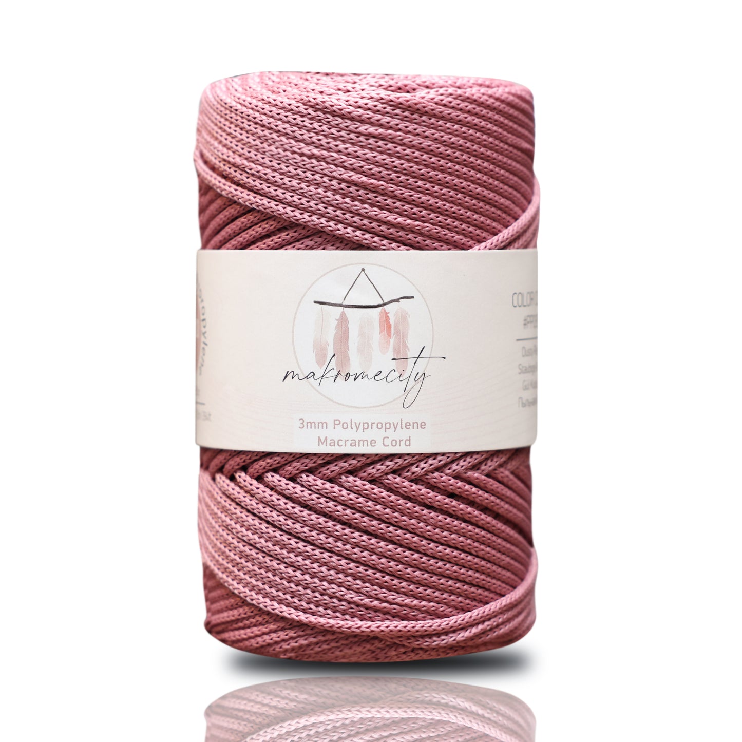 Polyester Macrame Cord 3mm x 131 Yards (394 feet) Polypropylene - Dusty Rose