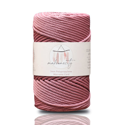 Polyester Macrame Cord 3mm x 131 Yards (394 feet) Polypropylene - Dusty Rose