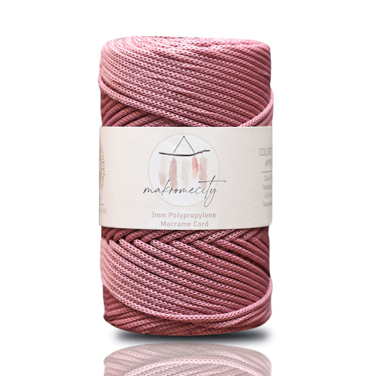 Polyester Macrame Cord 3mm x 131 Yards (394 feet) Polypropylene - Dusty Rose