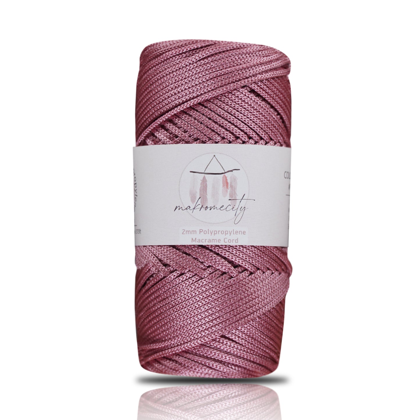 Polyester Macrame Cord 2mm x 125 Yards (375 feet) 2mm Polypropylene - Dusty Rose