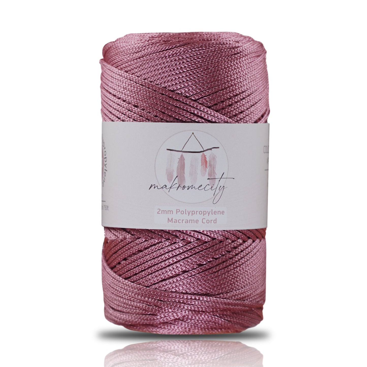 Polyester Macrame Cord 2mm x 250 yards (750 feet)  - Dusty Rose