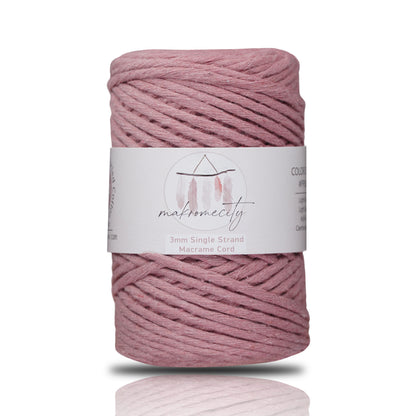 Single Strand Macrame Cord 3 mm x 109 Yards (328 feet) - Dusty Rose