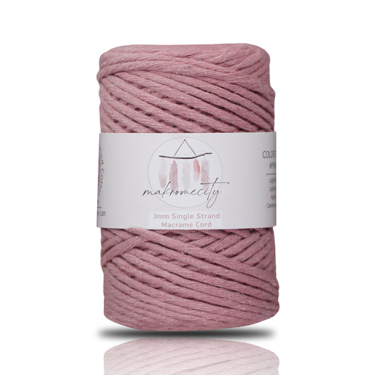 Single Strand Macrame Cord 3 mm x 109 Yards (328 feet) - Dusty Rose