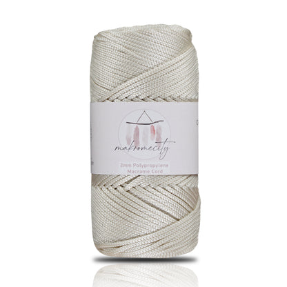 Polyester Macrame Cord 2mm x 125 Yards (375 feet) 2mm Polypropylene - Ecru