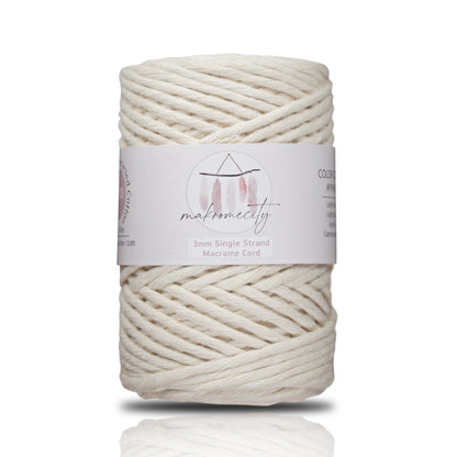 Single Strand Macrame Cord 3 mm x 109 Yards (328 feet) - Ecru