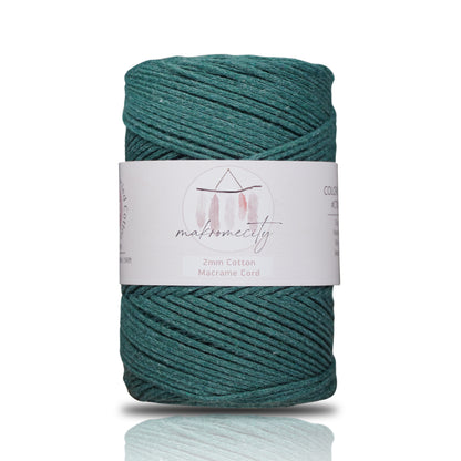 Cotton Macrame Cord 2mm x 195 Yards (590 feet) 2mm - Forest Green