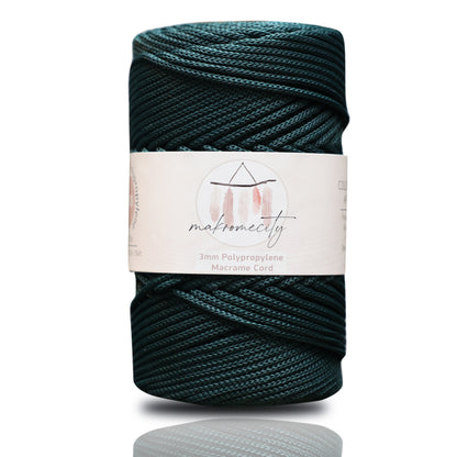 Polyester Macrame Cord 3mm x 131 Yards (394 feet) Polypropylene - Forest Green