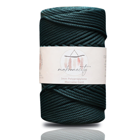 Polyester Macrame Cord 3mm x 131 Yards (394 feet) Polypropylene - Forest Green