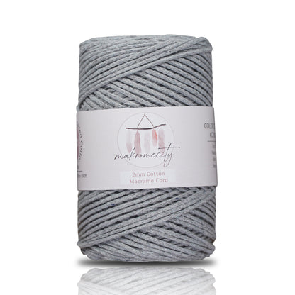 Cotton Macrame Cord 2mm x 195 Yards (590 feet) 2mm - Grey