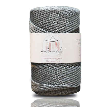 Polyester Macrame Cord 3mm x 131 Yards (394 feet) Polypropylene - Grey