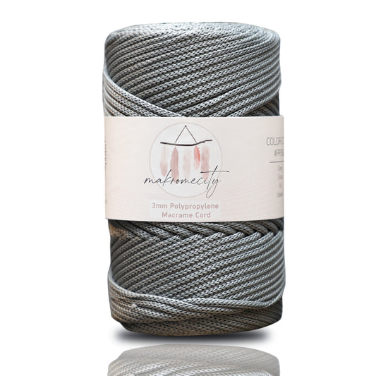Polyester Macrame Cord 3mm x 131 Yards (394 feet) Polypropylene - Grey