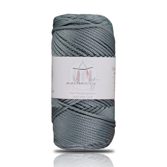 Polyester Macrame Cord 2mm x 125 Yards (375 feet) 2mm Polypropylene - Grey