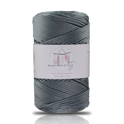 Polyester Macrame Cord 2mm x 250 yards (750 feet)  - Grey