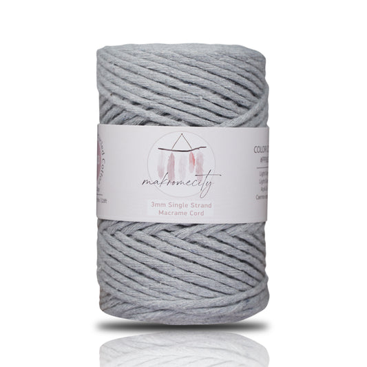 Single Strand Macrame Cord 3 mm x 109 Yards (328 feet) - Grey