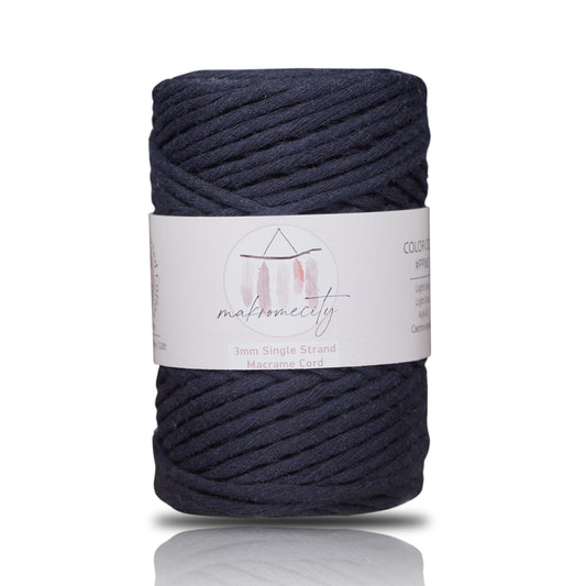 Single Strand Macrame Cord 3 mm x 109 Yards (328 feet) - Indigo Blue