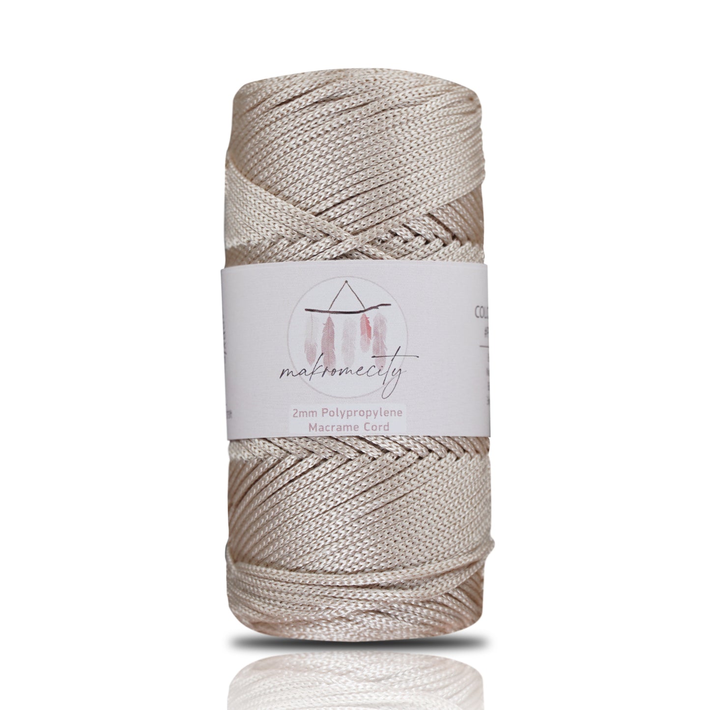 Polyester Macrame Cord 2mm x 125 Yards (375 feet) 2mm Polypropylene - Latte