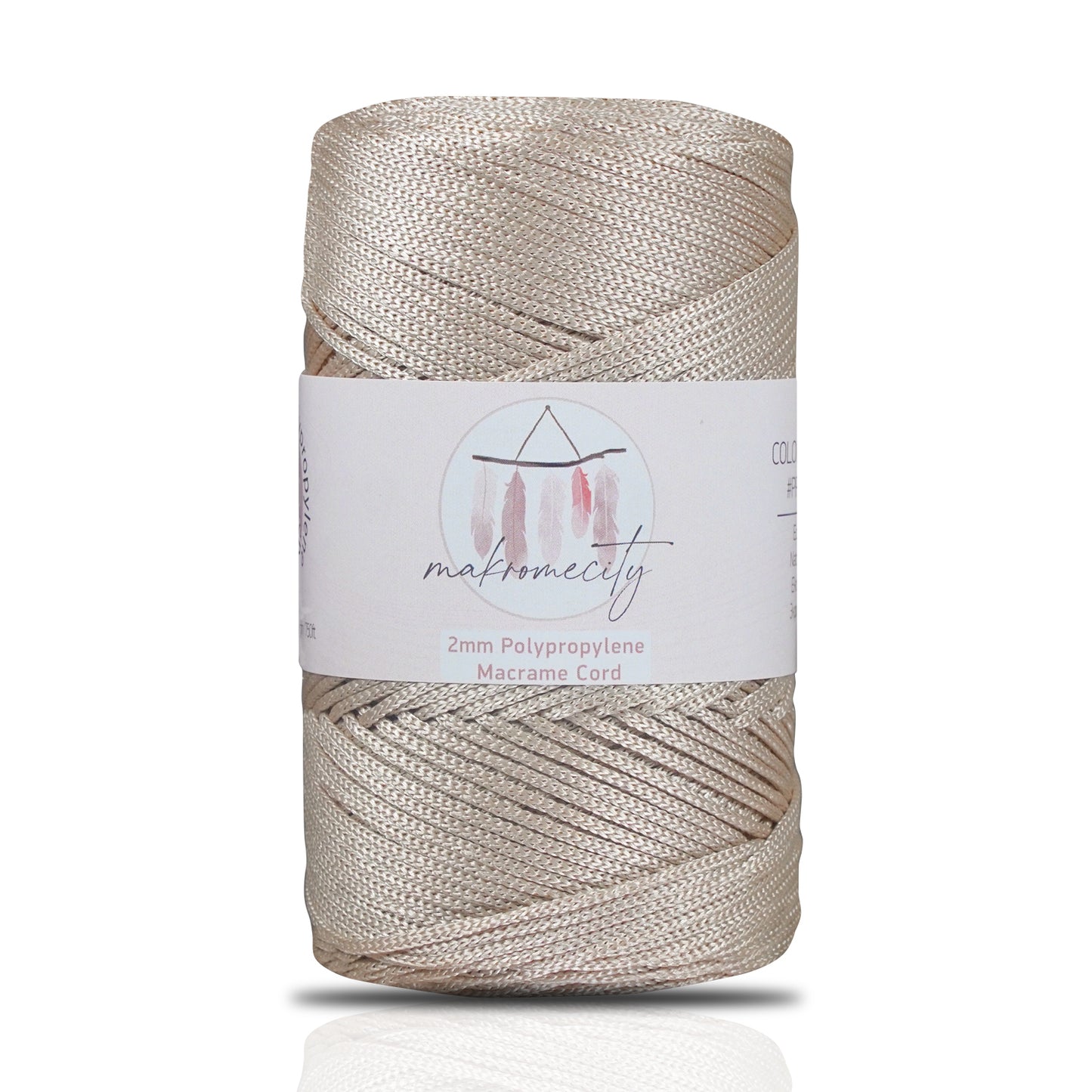 Polyester Macrame Cord 2mm x 250 yards (750 feet)  - Latte