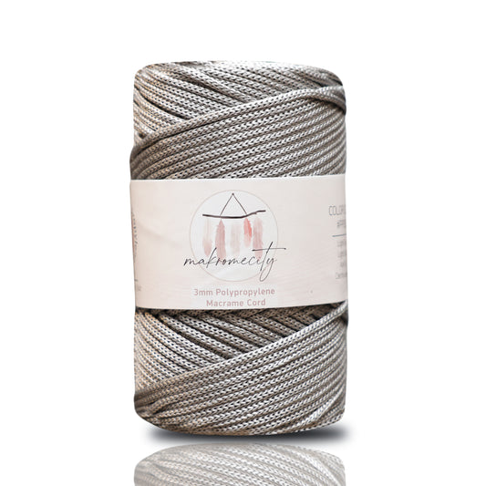 Polyester Macrame Cord 3mm x 131 Yards (394 feet) Polypropylene - Light Grey