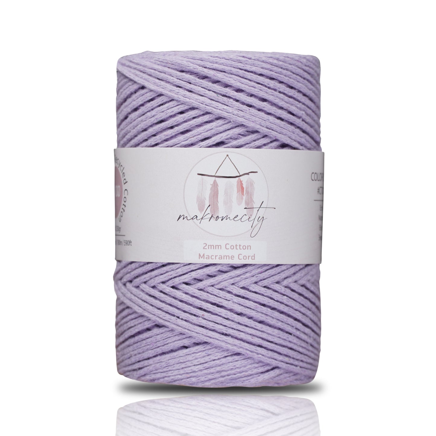 Cotton Macrame Cord 2mm x 195 Yards (590 feet) 2mm - Lilac