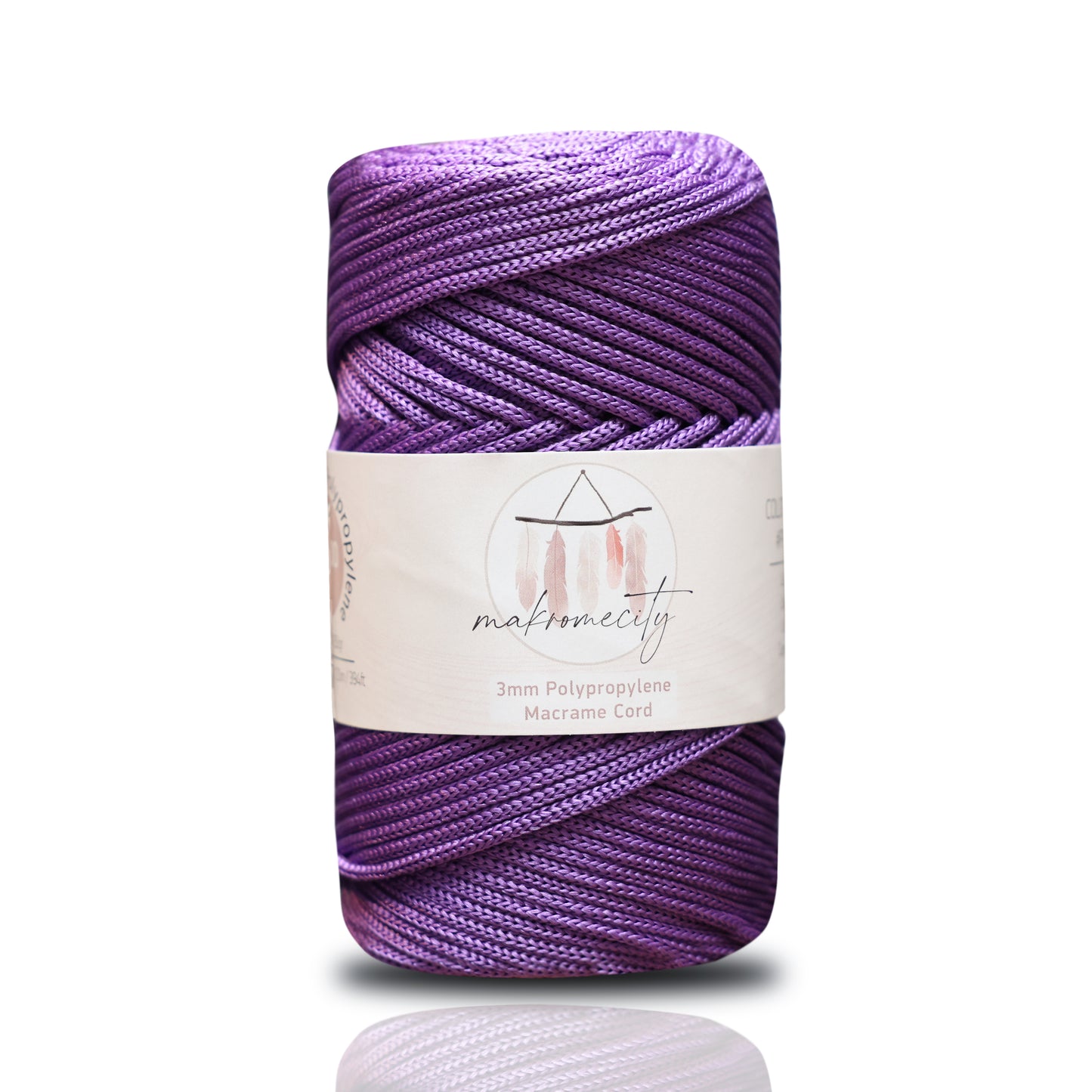 Polyester Macrame Cord 3mm x 131 Yards (394 feet) Polypropylene - Lilac