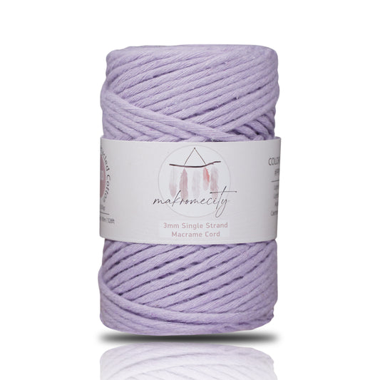 Single Strand Macrame Cord 3 mm x 109 Yards (328 feet) - Lilac